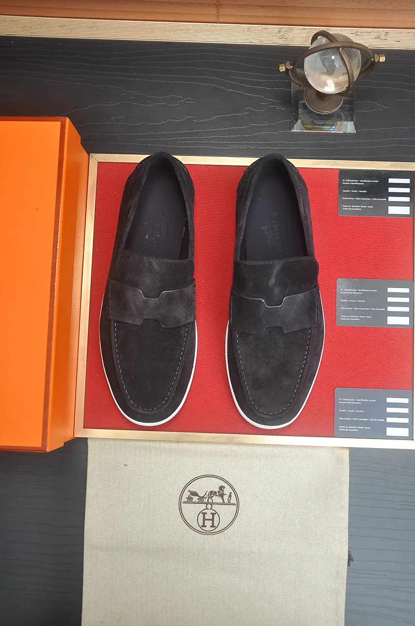 Men's Men's Shoes💰560💶[[HERMES]] (High-end Niuli) New 🍀 HERMES - top version of Hermès classic casual leather shoes! Made of imported original cowhide, the inner top layer is comfortable cowhide lining! Original wear-resistant rubber outsole! High quality products! Code number 39-45 (45 customized)
